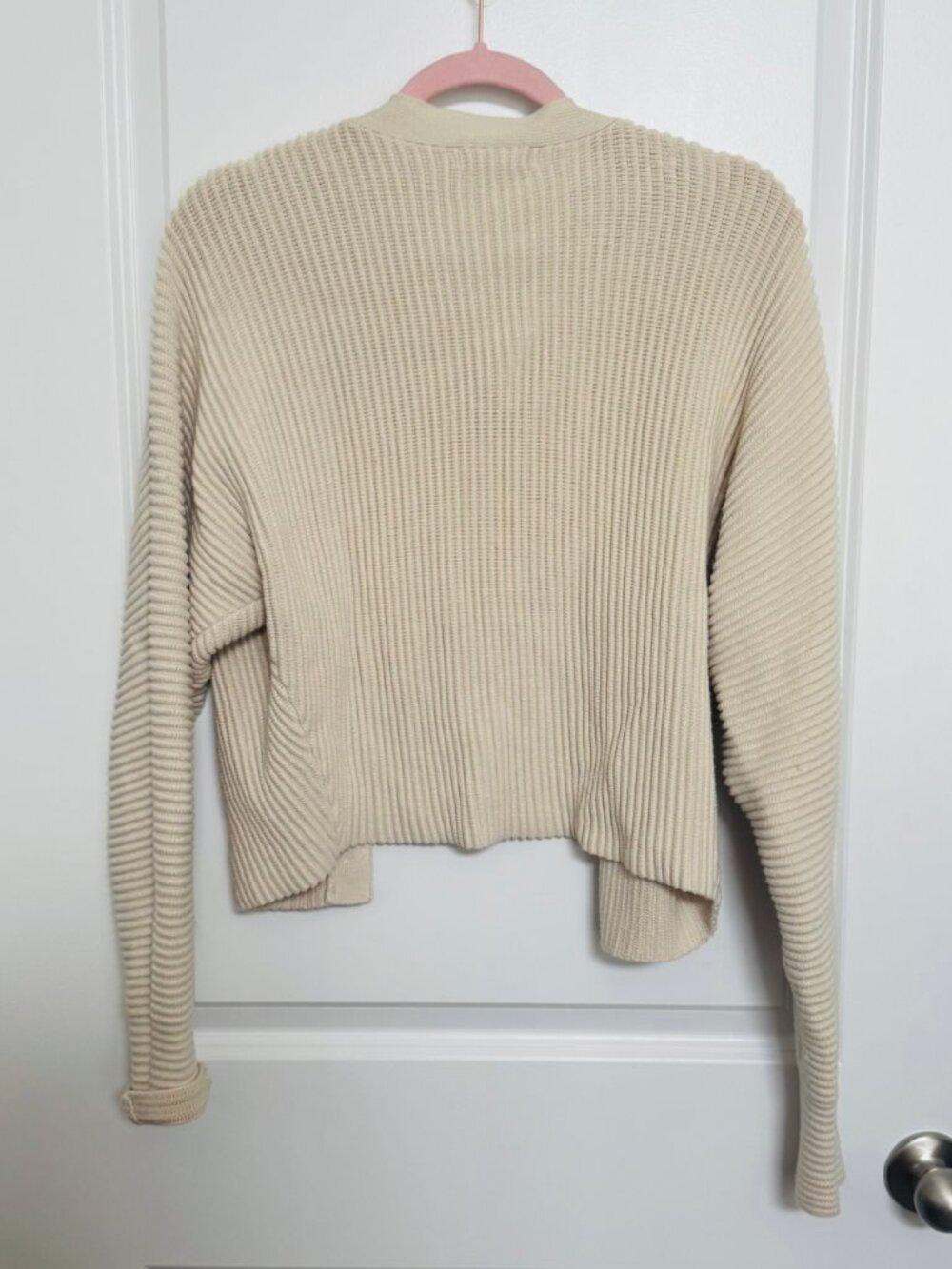 Good American Cream Ribbed Open Front Cardigan Size 3 (L) - Picture 4 of 5